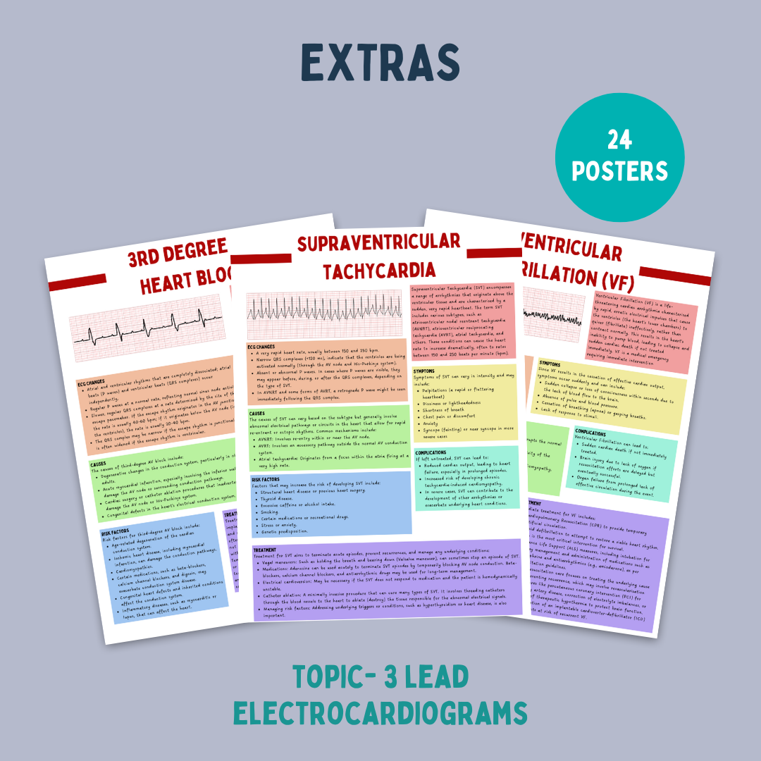 3 Lead Electrocardiogram Posters